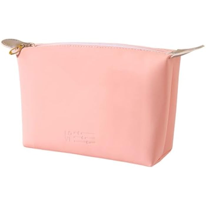 STRIPES Small Makeup Organizer - Waterproof Cosmetic Bag with Zipper, Portable Makeup Pouch, Light Pink, S, Luggage - Image 1